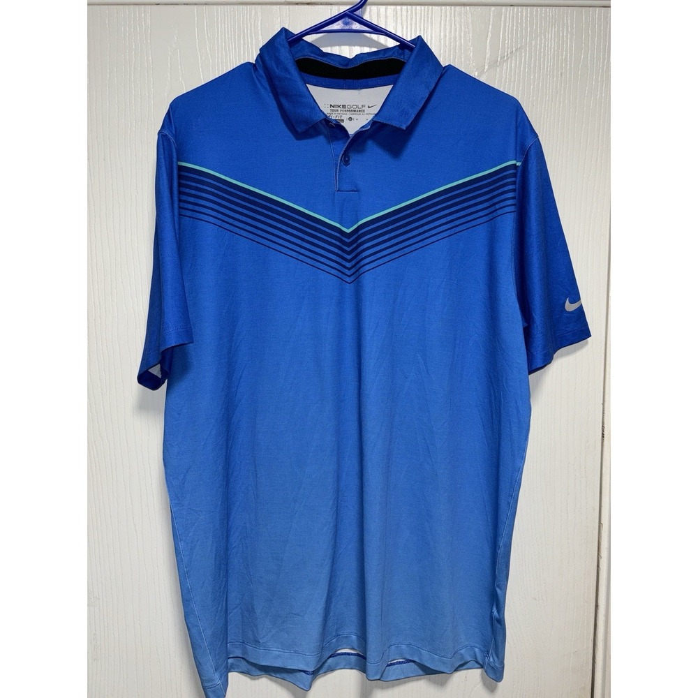 Nike Golf Tour Performance Dri-Fit Polo Shirt Men's M Blue Short Sleeve Stretch